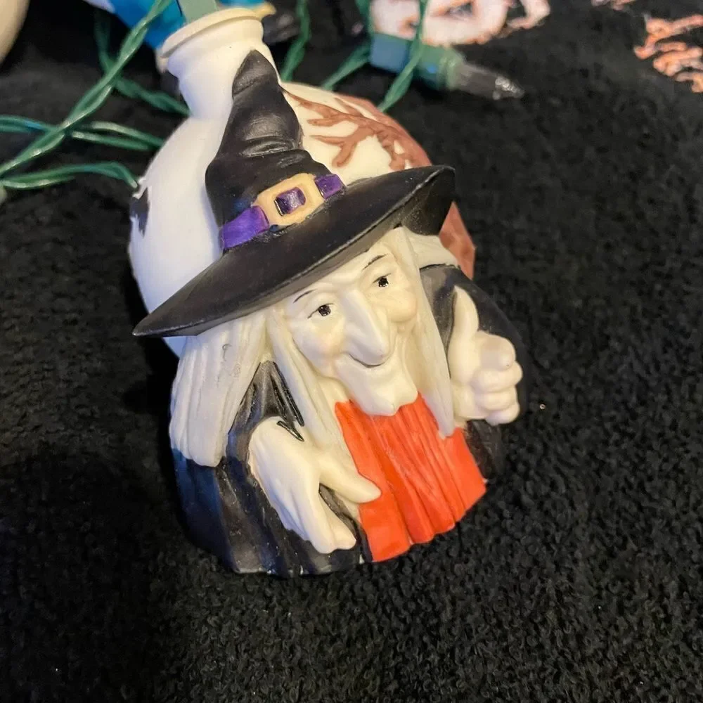 RARE Old World Christmas 1983 Halloween Witch Spider Scarecrow String Lights